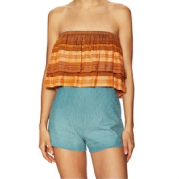 FREE PEOPLE Bohemian Orange Cropped Tube Top - Picture 3 of 3